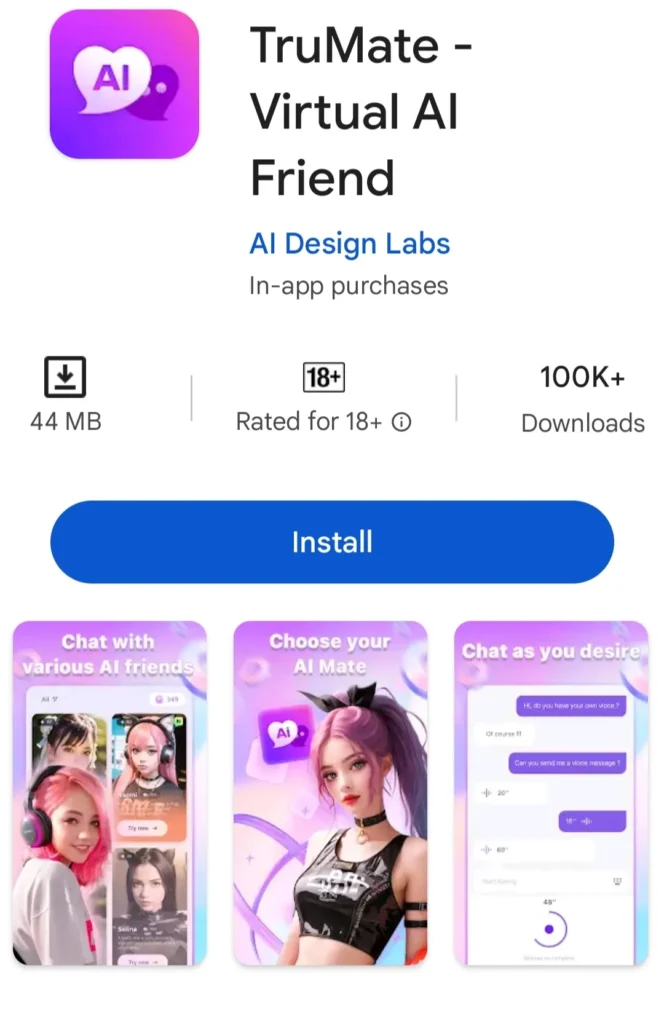 TrueMate ai girlfriend app 